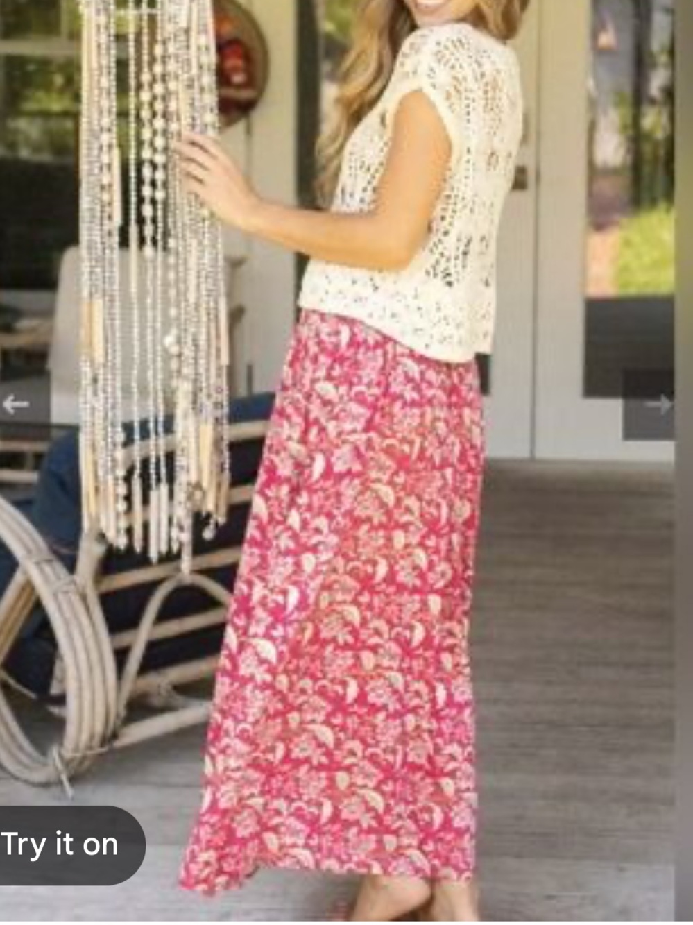 Natural Life women floral maxi pullover boho skirt hippie maximalist beach